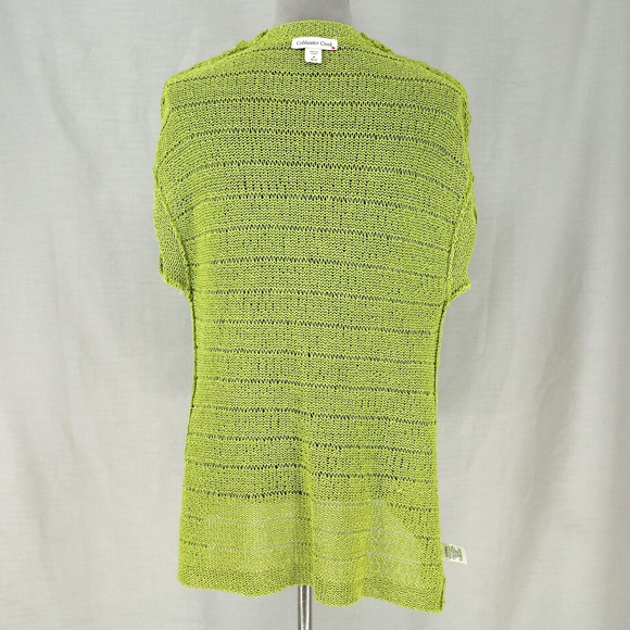 Coldwater Creek Sweater Womens Medium 10 12 Lime Green Cardigan Nautical Beach - Picture 12 of 13